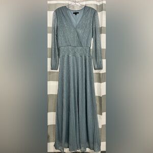 MARINA Shimmering Teal Long Sleeve Dress
